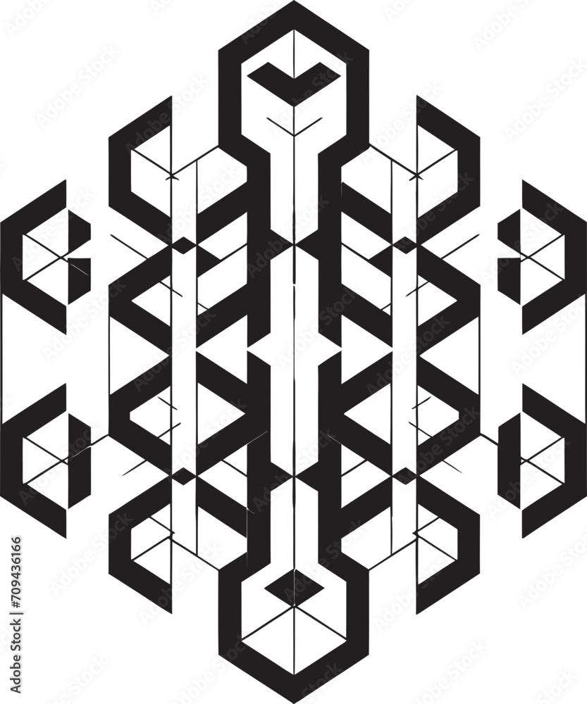 Fototapete ethereal harmony black geometric logo vector with abstract shapes infinite abstraction sleek icon de