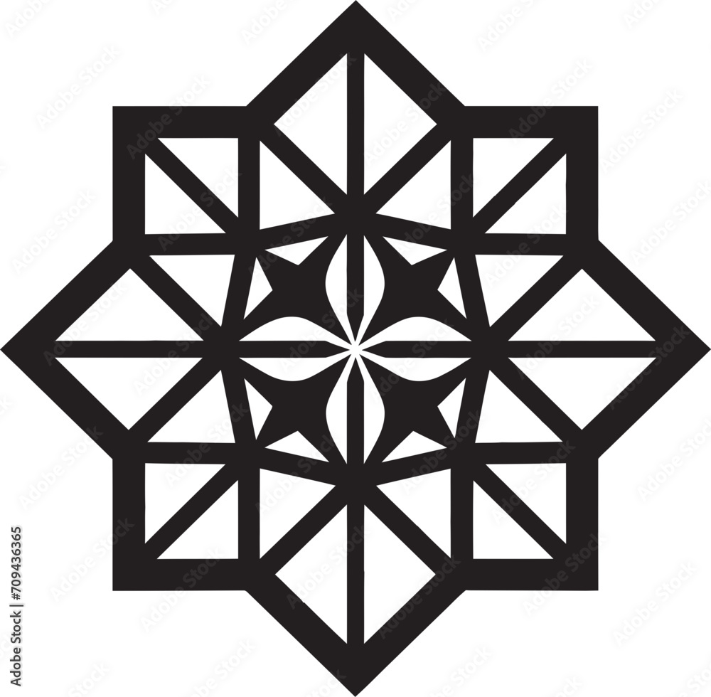 Fototapete dimensional harmony monochromatic icon of abstract geometric shapes in vector dynamic symmetry black