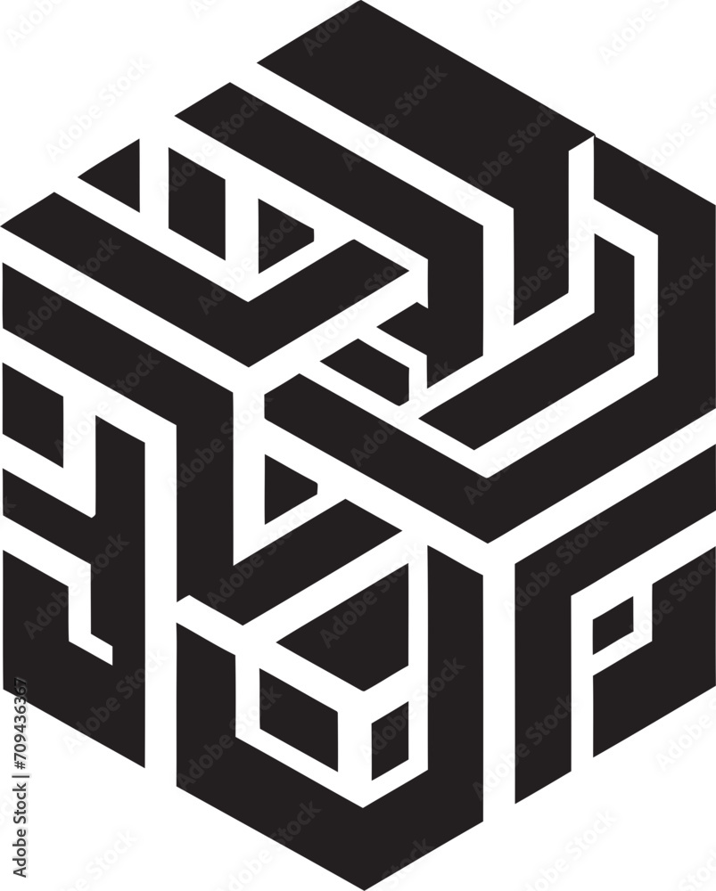 Fototapete shape fusion vector logo design with abstract black geometric forms quantum contours sleek emblem sh