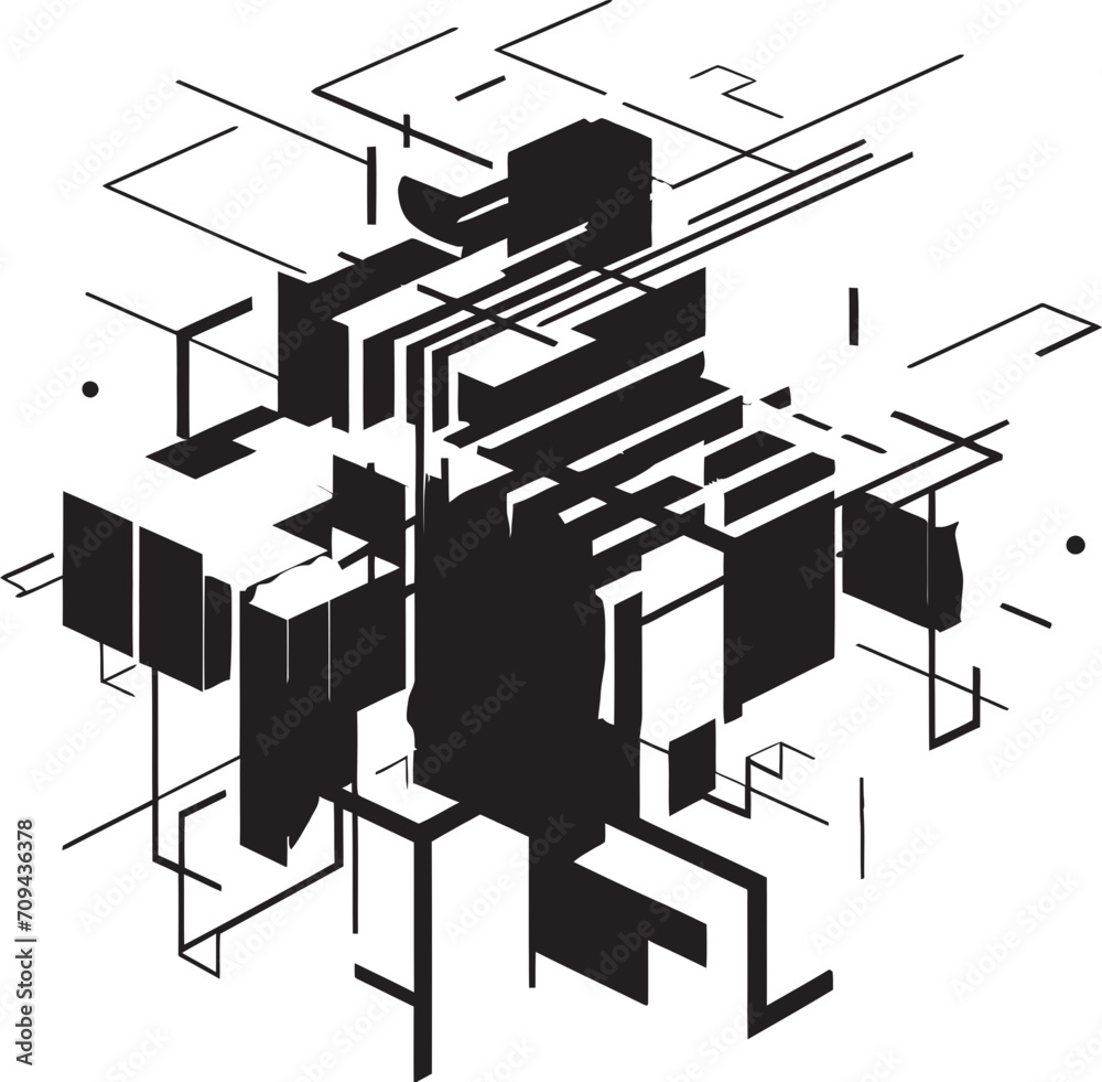 Fototapete quantum contours sleek emblem showcasing abstract geometric shape in vector abstract elegance black 