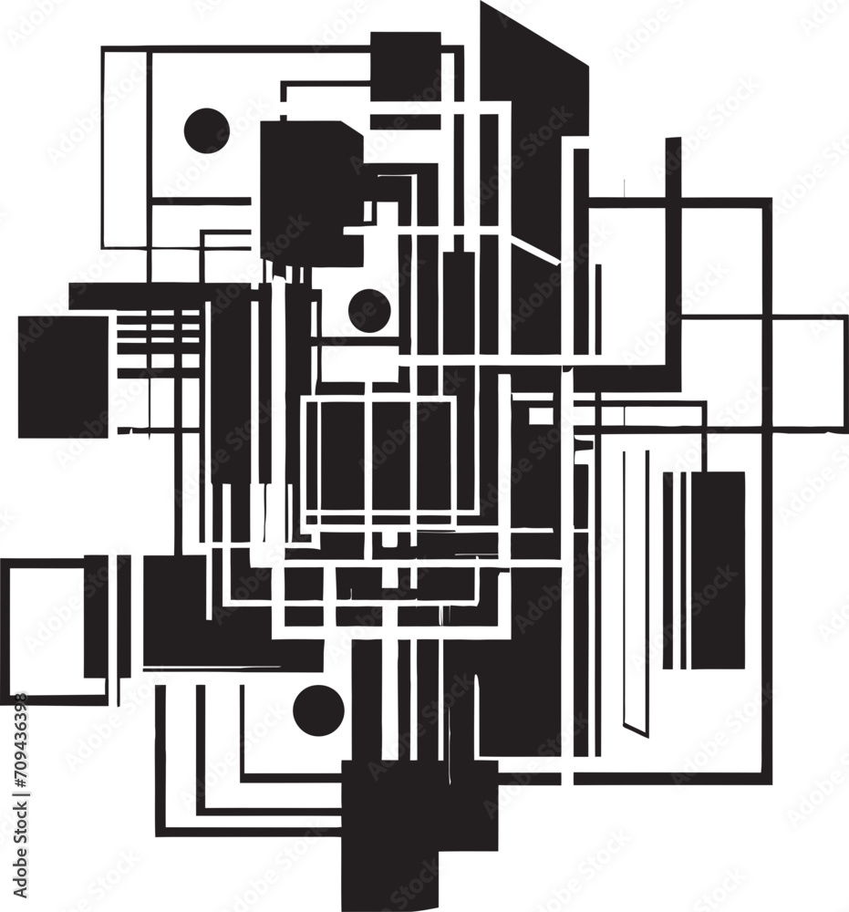 Fototapete mystic geometry abstract black logo with vector geometric elements ephemeral lines monochromatic emb