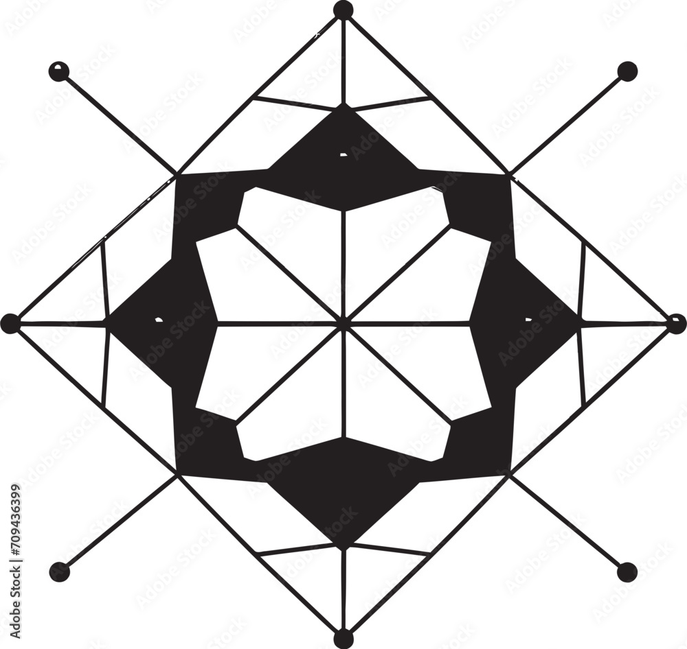 Fototapete geometric zenith sleek vector logo with abstract black dynamic shapes ethereal equilibrium monochrom