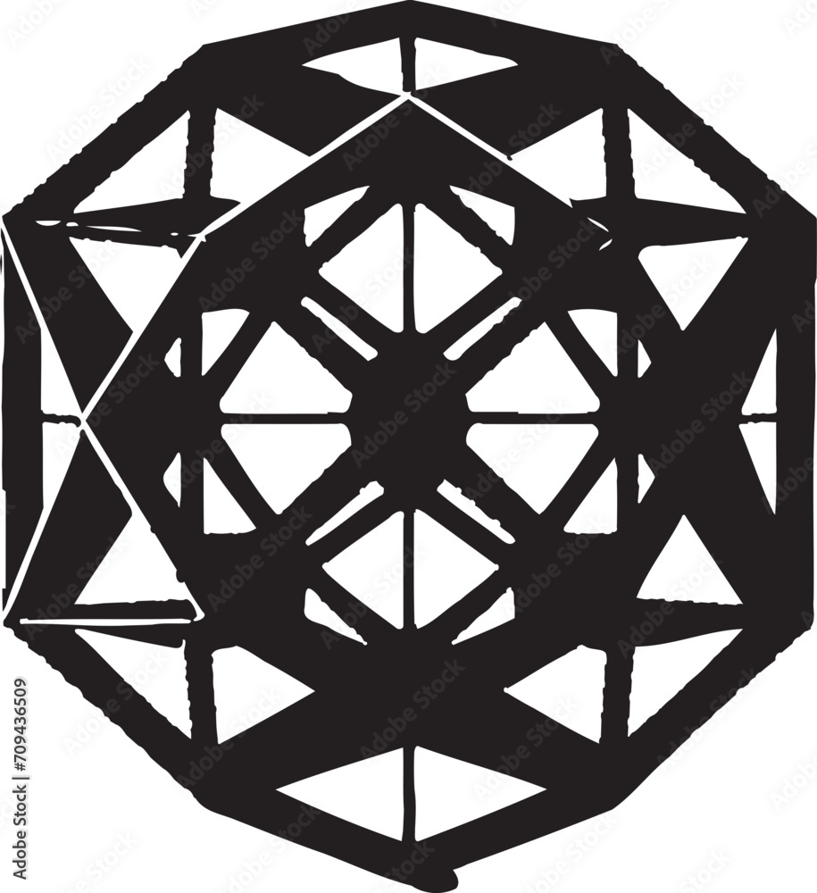 Fototapete astral symmetry vector logo design with elegant black abstract geometric forms quantum contours blac