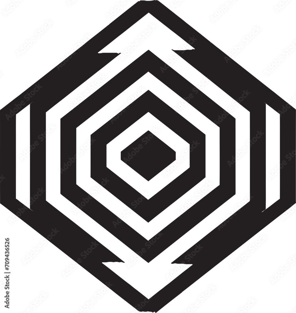 Fototapete astral symmetry vector logo with sleek black abstract geometric forms quantum contours elegant icon 