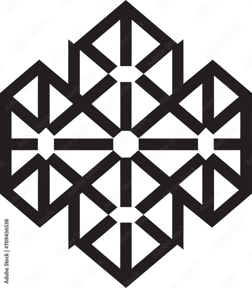 Fototapete mystic geometry monochromatic emblem with abstract black geometric design in vector ephemeral lines 