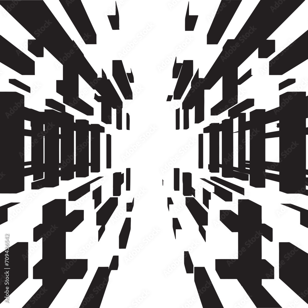 Fototapete shape fusion vector logo design with elegant black abstract geometric forms quantum contours monochr