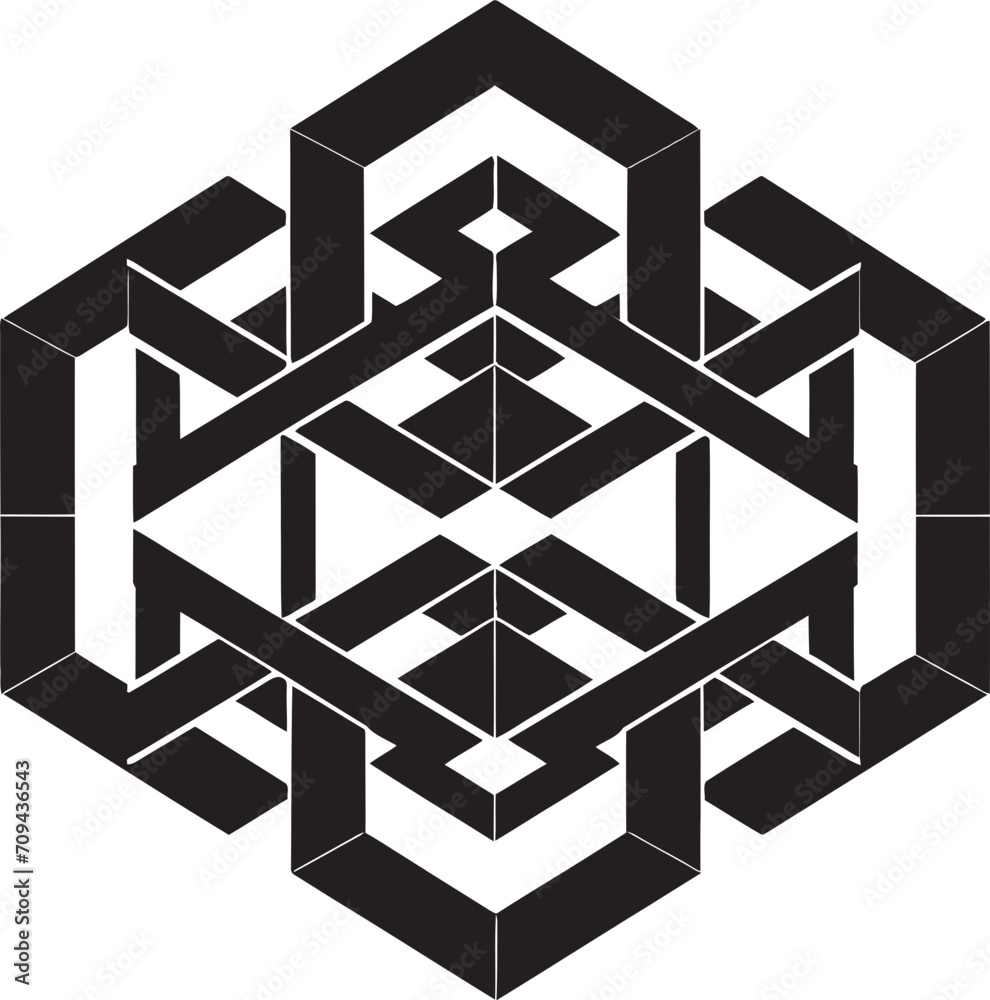 Fototapete quantum contours monochrome vector logo with abstract geometric shape abstract elegance black icon d