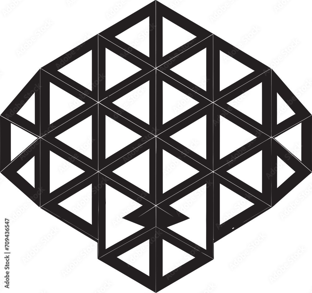 Fototapete mystic geometry abstract black logo with vector geometric elements ephemeral lines monochromatic emb