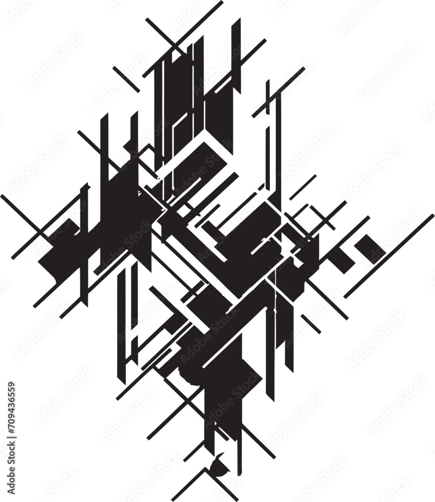 Fototapete dimensional harmony vector logo with elegant black abstract geometric forms dynamic symmetry monochr