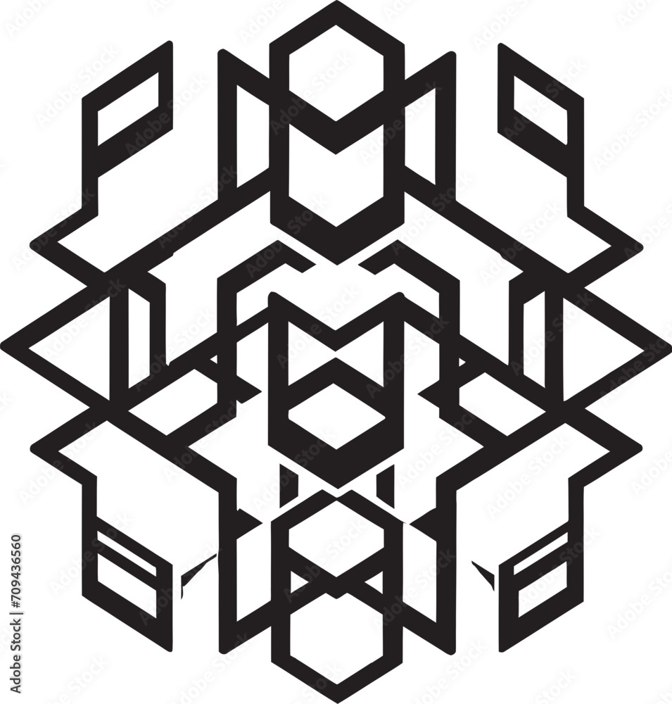 Fototapete geometric zenith sleek vector logo with abstract black dynamic shapes ethereal equilibrium monochrom