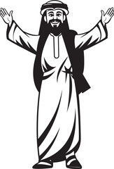 Cultural Elegance Monochrome Emblem Showcasing Arabic Man in Vector Arabian Elegance Sleek Icon Depicting Black Vector Logo of an Arabic Man