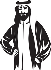 Sartorial Nobility Vector Black Logo Design of an Arabic Man Silhouette Arabian Legacy Sleek Icon Showcasing Arabic Man Logo Design in Black Vector