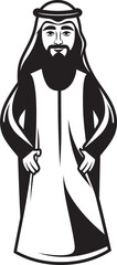 Silhouette of Grace Elegant Black Icon Featuring Vector Logo of an Arabic Man Noble Traditions Monochromatic Vector Logo Design with Arabic Man Silhouette