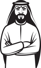 Cultural Elegance Vector Black Logo Illustrating Arabic Man in Elegant Style Arabic Essence Sleek Icon Featuring Arabic Man in Vector Logo Design