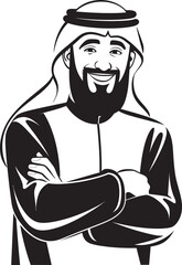 Cultural Elegance Sleek Black Icon Depicting Arabic Man in Vector Arabic Essence Vector Logo with Black Icon of an Arabic Man