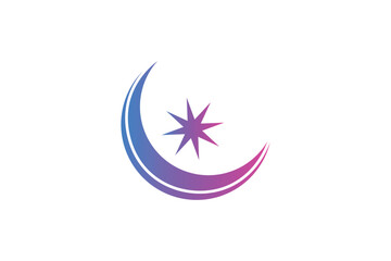 Crescent Moon Purple Fortune Sticker Design