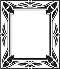 Luxury Fusion Monochromatic Elegance in Vector Logo with Art Deco Frame Floral Elegance Black Vector Logo Design with Botanical Blooms