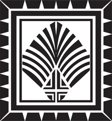 Symmetry Refined Monochromatic Emblem with Art Deco Frame in Vector Deco Essence Sleek Vector Logo Design of Black Art Deco Frame