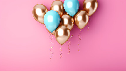 Children's birthday background with many balloons in pastel tones