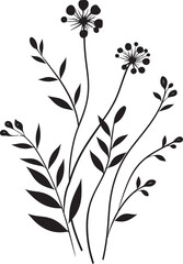 Sculpted Petals Elegant Black Icon Illustrating Botanical Design Whispers of Nature Vector Logo Design with Black Botanical Florals