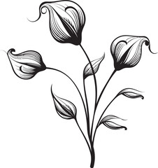 Sleek Petals Monochromatic Icon Showcasing Botanical Floral Design Infinite Blossoms Elegant Emblem with Vector Logo in Black