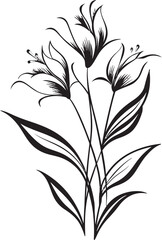 Floral Tapestry Monochromatic Emblem Illustrating Botanical Elements Petals in Noir Sleek Black Icon Showcasing Vector Floral Design