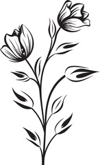 Sculpted Petals Elegant Black Icon, Botanical Design Whispers of Nature Vector Logo, Black Botanical Florals