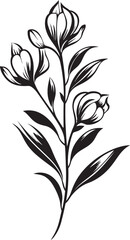 Enchanted Blooms Black Vector Logo Design with Botanical Charms Floral Tapestry Monochromatic Emblem Featuring Botanical Elements