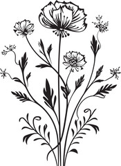 Whispers of Nature Sleek Icon with Vector Logo of Botanical Florals Enchanted Blooms Black Vector Logo Design with Botanical Charms