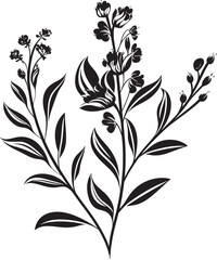 Blossoms in Harmony Monochromatic Vector Logo with Black Florals Sculpted Petals Elegant Black Icon Illustrating Botanical Design