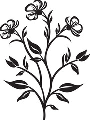 Petals in Noir Sleek Black Icon, Vector Floral Design Eternal Elegance Black Botanical Floral Emblem in Vector Logo