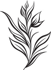 Sculpted Serenity Sleek Black Icon with Botanical Design Natures Symphony Chic Vector Logo with Black Florals