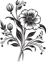 Petals in Noir Elegant Black Icon Showcasing Vector Logo Design Garden of Elegance Sleek Vector Logo with Black Botanical Florals