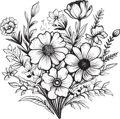 Timeless Petals Elegant Black Icon Showcasing Botanical Florals Natures Harmony Chic Vector Logo Design with Black Floral Elements