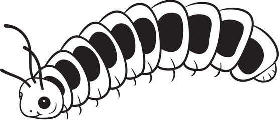 Metamorphosis Magic Chic Vector Logo for Caterpillar Transformation Silk Trail Elegance Sleek Black Icon Illustrating Caterpillar Evolution
