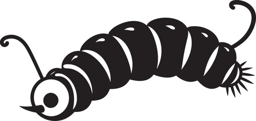 Silken Symphony Elegant Black Icon Showcasing Caterpillar Transformation Creeping Chic Monochrome Vector Logo for Stylish Caterpillar Icon - obrazy, fototapety, plakaty