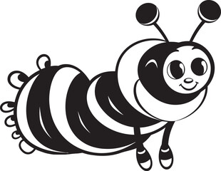 Metamorphic Majesty Sleek Caterpillar Icon in Monochromatic Design Crawl to Elegance Chic Black Vector Logo for Caterpillar Bliss