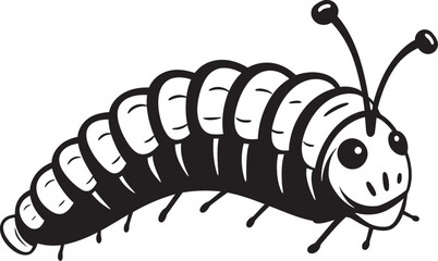 Metamorphosis Magic Chic Vector Logo for Caterpillar Transformation Silk Trail Elegance Sleek Black Icon Illustrating Caterpillar Evolution