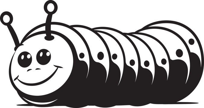 Caterpillar Couture Monochrome Icon in Natures Evolution Metamorphosis Magic Chic Vector Logo for Caterpillar Transformation