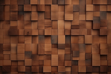 Cubos de madeira padrão na cor marrom castanho  - obrazy, fototapety, plakaty