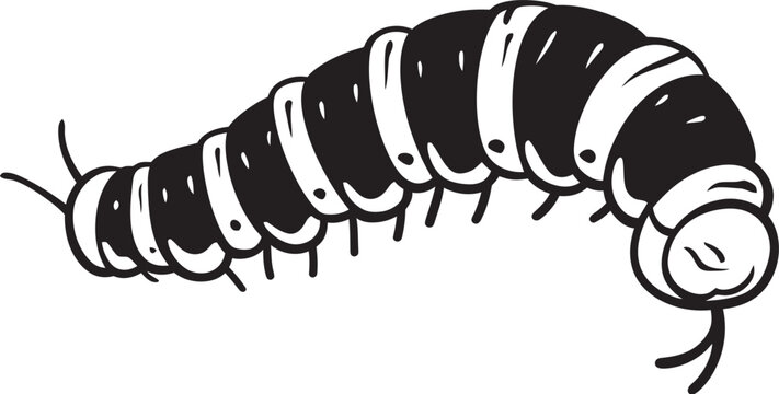 Caterpillar Couture Sleek Black Icon in Natures Evolution Metamorphosis Magic Elegant Vector Logo for Caterpillar Transformation