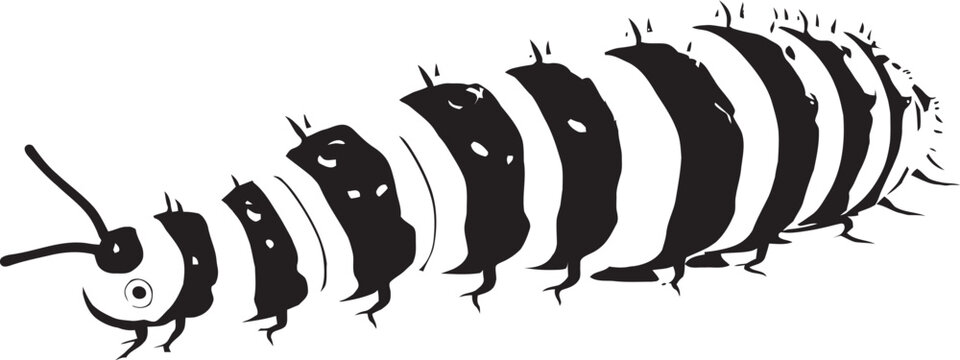 Metamorphosis Magic Chic Vector Logo for Caterpillar Transformation Silk Trail Elegance Sleek Black Icon Illustrating Caterpillar Evolution