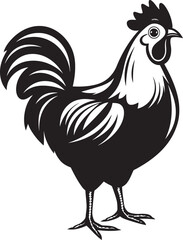 Feathered Finesse Chic Vector Logo Showcasing Chicken Sophistication Eggstasy Monochrome Emblem Illustrating Chicken Harmony