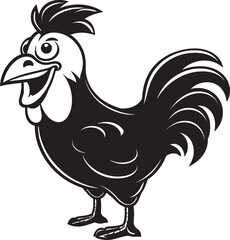 Farmyard Flourish Monochrome Chicken Icon in Sleek Design Rooster Radiance Elegant Black Vector Logo for Poultry Bliss
