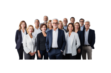 group of business women Man and woman standing, smiling, looking at camera, transparent background.