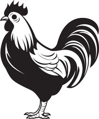 Hen House Harmony Elegant Black Icon in Monochromatic Design Rooster Radiance Sleek Monochrome Chicken Emblem in Black