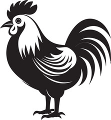 Plucky Pizazz Sleek Black Vector Logo for Poultry Icon Hen House Hues Chic Monochrome Chicken Emblem in Black