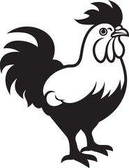 Feathered Flourish Elegant Vector Logo for Poultry Bliss Eggstatic Elegance Monochrome Chicken Icon in Sleek Design