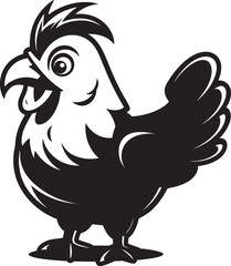 Cluck and Chic Sleek Black Vector Logo Design for Chicken Bliss Farmyard Fantasy Chic Vector Logo Showcasing Chicken Sophistication