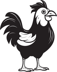 Feathered Finery Monochrome Emblem Illustrating Chicken Harmony Plucky Pizazz Sleek Black Vector Logo for Poultry Icon